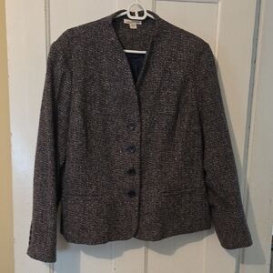 Coldwater Creek Women's Charcoal Speckled Tweed Button Jacket